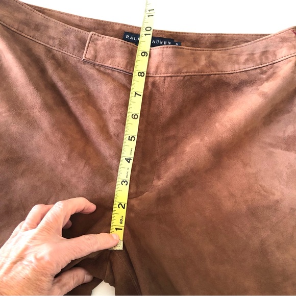 Ralph Lauren Blue Label, Cognac Brown, Suede Leather, Flare Leg Pants, Women’s 6 - Picture 10 of 17